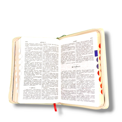 Tamil Bible With Thumb Index | Light White Color Cover With Zip | New Edition | Compact Size