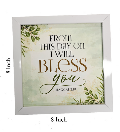 English Bible Verse Frame Board – 8x8 Inch Size, Top-Quality Design