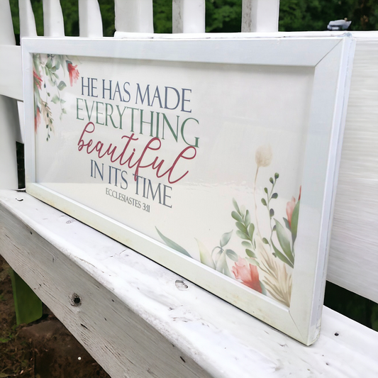 High Quality | Premium English Bible Verses Photo Frame | Hanging Frame | Best Gift For Home Decor | ( Ecclesiastes 3:11 ) ( Size : 20×14 Inch )