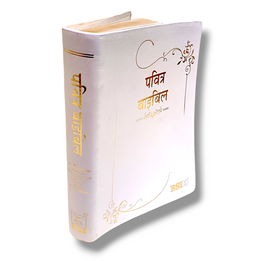 Wedding Bible BSI | in Pure White Color Edition | Thumb Index | Korean Printed Edition (KBS) | Golden Edge | Medium Size | With Attractive Design | In Hindi
