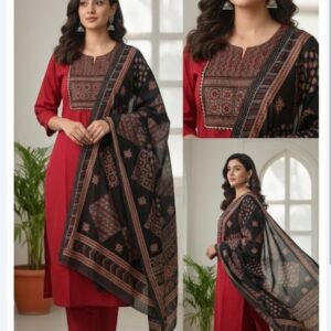 ✨ pure dabhu cotton suit with mul cotton dupatta
