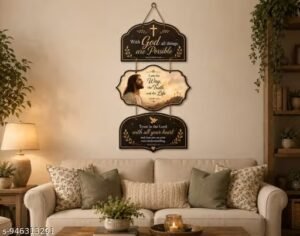 christian wall hanging wooden decor | jesus quote & bible verse wall art | religious home decor for prayer room, living room & bedroom