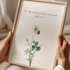 be still and know wall art – psalm 46:10 | christian botanical print