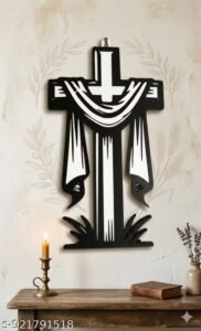 modern wooden jesus cross wall hanging – laser cut christian wall art, jesus cross home decor, prayer room decoration, religious gift