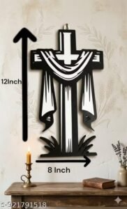 modern wooden jesus cross wall hanging – laser cut christian wall art, jesus cross home decor, prayer room decoration, religious gift