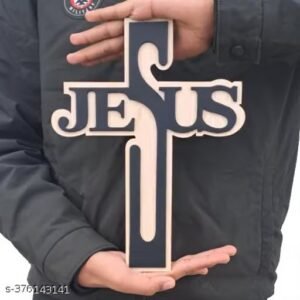 modern wooden jesus cross wall hanging – laser cut christian wall art, jesus cross home decor, prayer room decoration, religious gift
