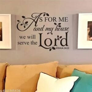 kartik graphics we will serve the lord wall sticker 60 x 60 cm | christian bible verse wall decal for bedroom, living room, kitchen, office & hall decor