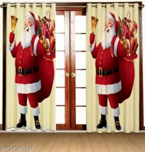 gyanti texture christmas digital printed 3d curtain for home decor | festive curtain for living room, bedroom, hall & office | 1 piece