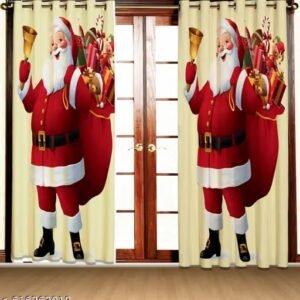 gyanti texture christmas digital printed 3d curtain for home decor | festive curtain for living room, bedroom, hall & office | 1 piece