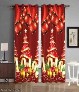 gyanti christmas 3d digital printed curtain for living room, bedroom, hall & office | festive home decor curtain (1 piece)
