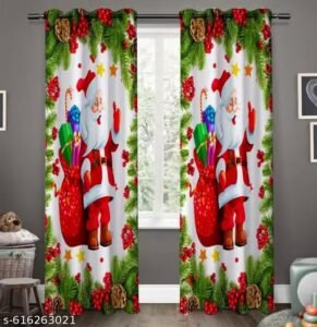 gyanti christmas digital printed 3d curtain for living room, bedroom, hall & office | festive home decoration curtain (1 piece)