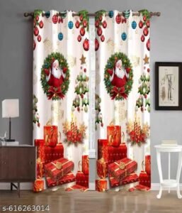 gyanti christmas 3d digital printed curtain for home, living room, bedroom, hall & office festive decoration (1 piece)