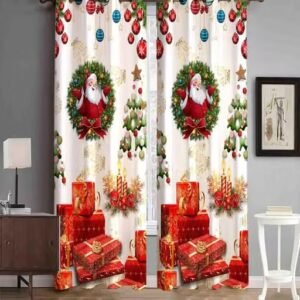 gyanti christmas 3d digital printed curtain for home, living room, bedroom, hall & office festive decoration (1 piece)