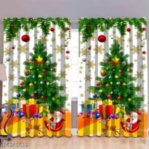 gyanti christmas 3d digital printed curtain for living room, bedroom, hall & office, festive home decoration (1 piece)
