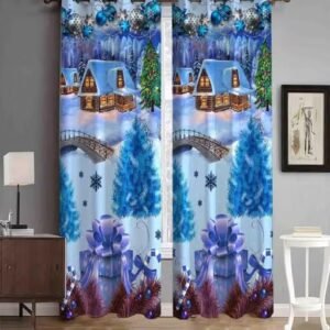 gyanti christmas 3d digital printed curtain for home, living room, bedroom, hall & office festive décor (1 piece)