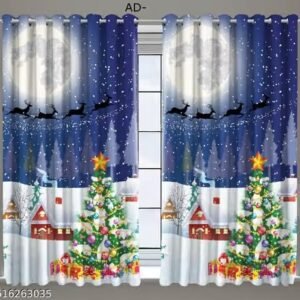 gyanti christmas 3d printed curtain for living room, bedroom, hall & office | festive home decoration curtain (1 piece)