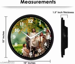 welkin creation jesus christ wall clock 25 x 25 cm | antique fancy christian bible wall clock for home, living room & office decor | black, white & gold