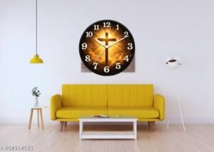 divine cross radiance wall clock | christian religious decorative wall clock for home, living room, bedroom & prayer room