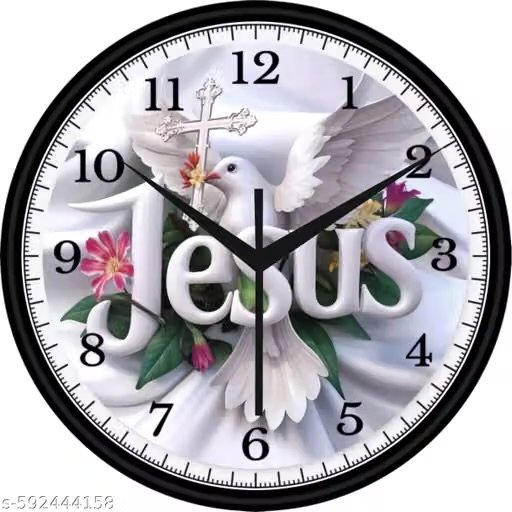 white pigeon jesus christ wall clock | christian religious decorative clock for home, living room, bedroom & prayer room white pigeon jesus christ wall clock | christian religious decorative clock for home, living room, bedroom & prayer room