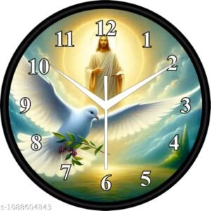 holy spirit dove jesus christ wall clock 25 x 25 cm | gold antique christian religious decorative clock for home, living room & office