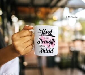 the lord is my strength bible verse printed coffee mug | inspirational christian quote mug | religious gift for men, women, family & friends