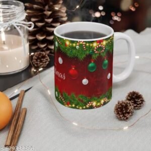 merry christmas printed ceramic coffee mug, crmug 15 | festive holiday gift mug for family, friends and coffee lovers