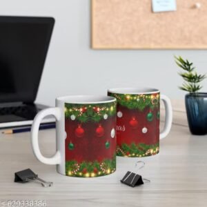 merry christmas printed ceramic coffee mug, crmug 15 | festive holiday gift mug for family, friends and coffee lovers