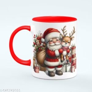 christmas printed white ceramic coffee mug, 330 ml, model 015 | festive christmas gift for family, friends and coffee lovers