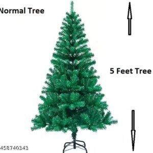 artificial christmas tree 5 feet tall with metal stand, festive decorative tree for home, office, living room and christmas celebrations