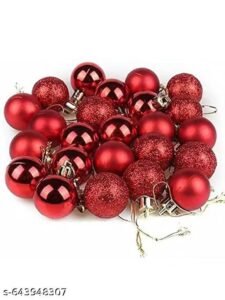 ks pack of 24 red christmas tree ornaments, 3.8 cm plastic hanging balls for christmas tree decoration, home, office, church and festive decor