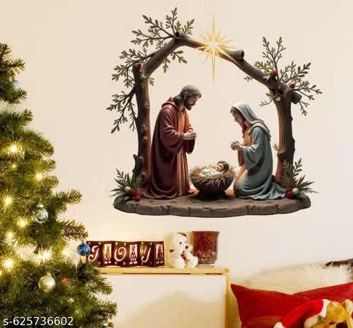 decor kraft jesus birth holy night nativity scene wall sticker | christmas reindeer wall decal for home, living room & festive decoration decor kraft jesus birth holy night nativity scene wall sticker | christmas reindeer wall decal for home, living room & festive decoration