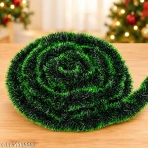 green christmas tinsel garland pack of 5 | 6 feet each, 90mm thick | christmas tree & home decoration