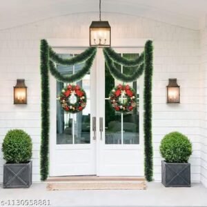 green christmas tinsel garland pack of 5 | 6 feet each, 90mm thick | christmas tree & home decoration
