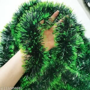 green christmas tinsel garland pack of 5 | 6 feet each, 90mm thick | christmas tree & home decoration