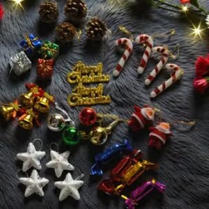 artistic india christmas tree ornaments set of 32 pcs | hanging christmas decoration accessories for home, office & balcony