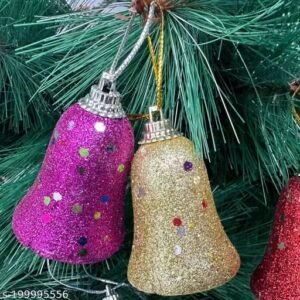 amfin® christmas bells hanging decoration pack of 12 | christmas tree bell ornaments for home, office & festive décor