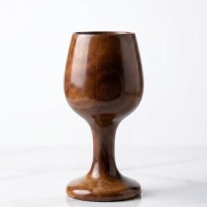 premium handmade dark shisham wood chalice goblet | vintage wooden communion cup & unique gift