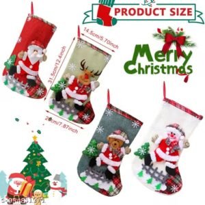 set of 4 linen christmas stockings 🎄 | 10 inch hanging christmas decorations | christmas home decor