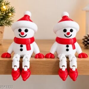 christmas articulated snowman set of 2 ⛄ | hand painted christmas table & shelf decor | festive home decor