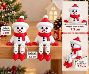 christmas articulated snowman set of 2 ⛄ | hand painted christmas table & shelf decor | festive home decor