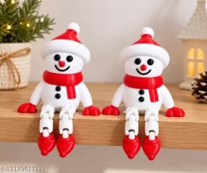 christmas articulated snowman set of 2 ⛄ | hand painted christmas table & shelf decor | festive home decor