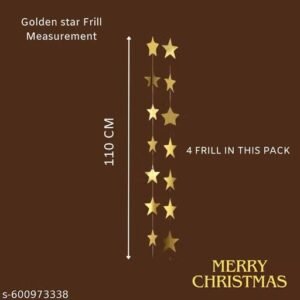 golden star paper wall hanging frill pack of 4 | christmas decoration 2026 | church, home & party decor