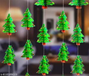 3d merry christmas tree hanging paper frills garland pack of 4 | christmas decoration items for home, church & party