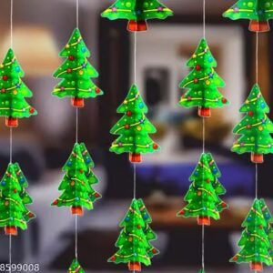 3d merry christmas tree hanging paper frills garland pack of 4 | christmas decoration items for home, church & party